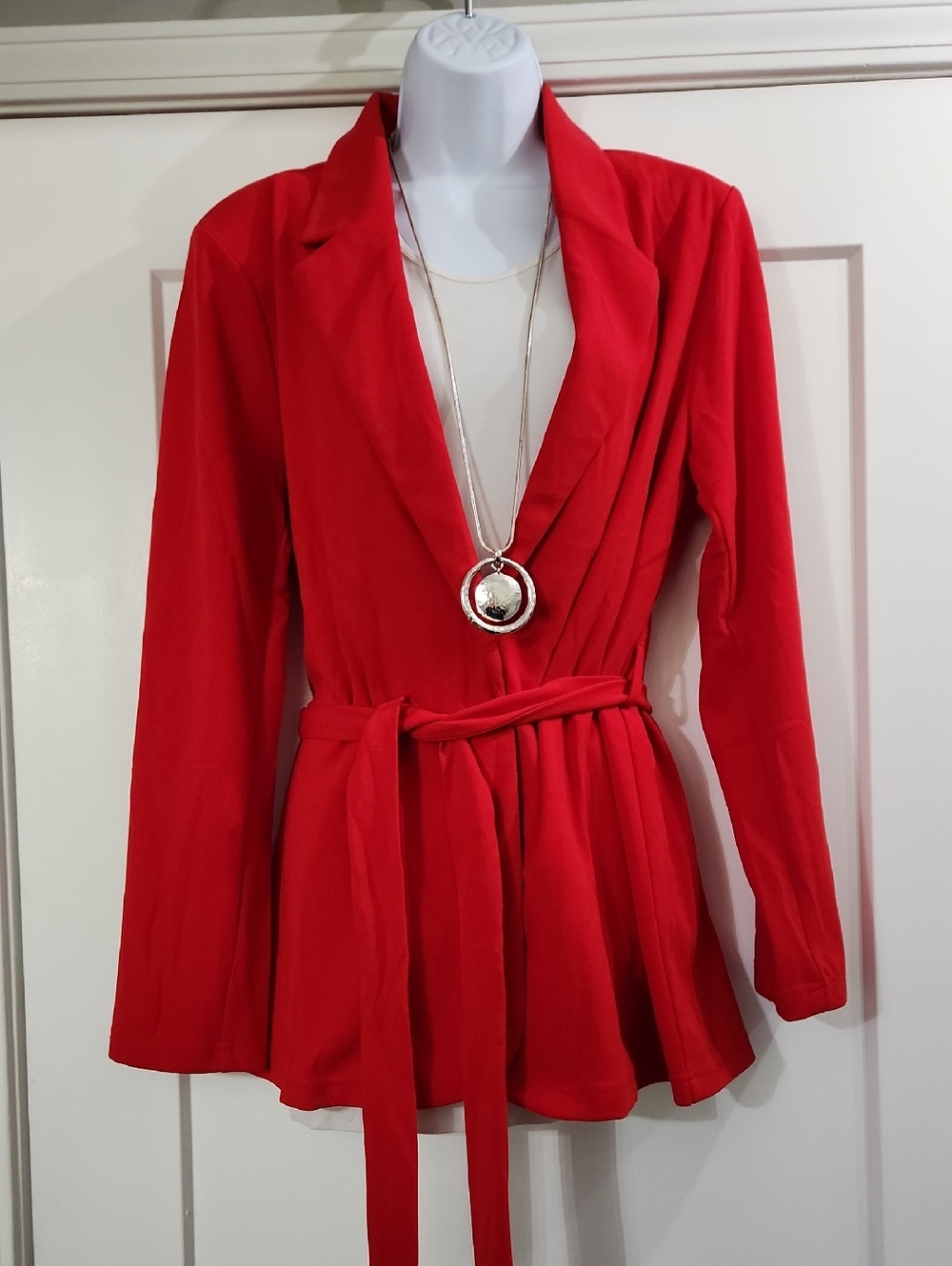 Womens Tie Waist Longline Blazer